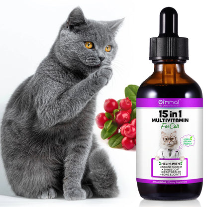 Vitamines et suppléments pour chats 15 en 1, gouttes liquides