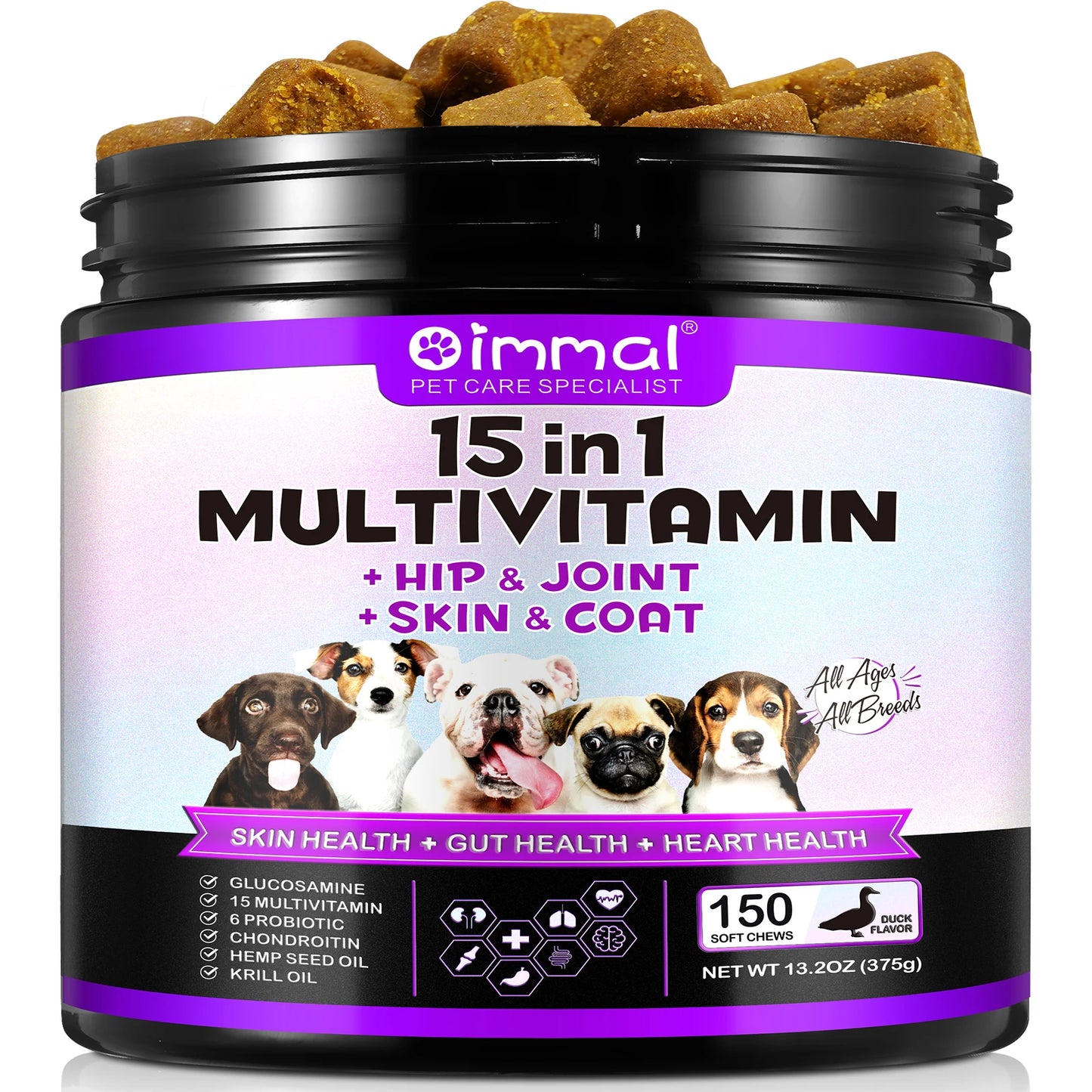 15-in-1 Multivitamin Supplements for Hip & Joint Support, Skin, Gut, Heart Health